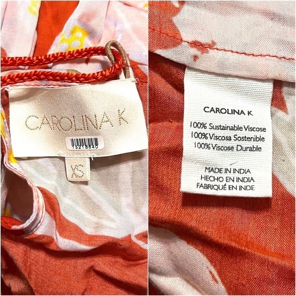 CAROLINA K Floral Satin Sleeveless Halter Neck Tie
Waist Leg Slit Maxi Dress XS - Picture 6 of 8